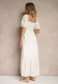 Renee - Biała Sukienka z Bawełny Ozdobiona Haftem Iffirina. Okazja: na co dzień. Kolor: biały. Materiał: bawełna. Wzór: haft, aplikacja. Styl: casual #5