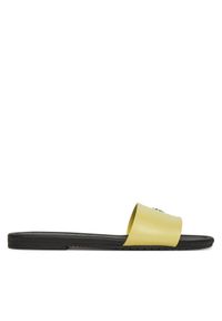 Calvin Klein Jeans Klapki Flat Sandal Slide Mg YW0YW01697 Żółty. Kolor: żółty. Materiał: skóra