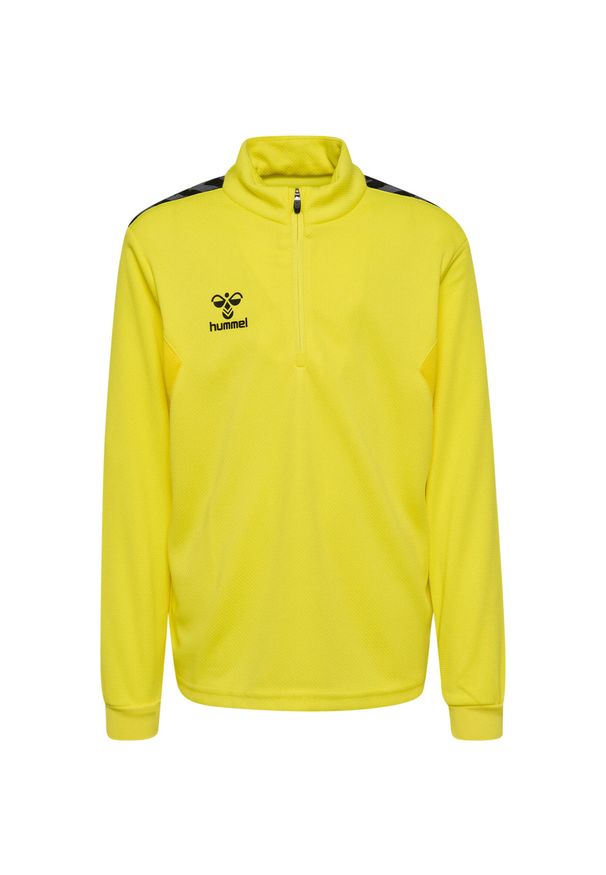 Dziecięca bluza dresowa z półzamkiem Hummel Authentic. Kolor: żółty. Materiał: dresówka. Sport: joga i pilates