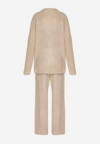 Born2be - Jasnobeżowy Dzianinowy Komplet z Wełną Spodnie i Sweter Tesira. Kolor: beżowy. Materiał: wełna, dzianina #3
