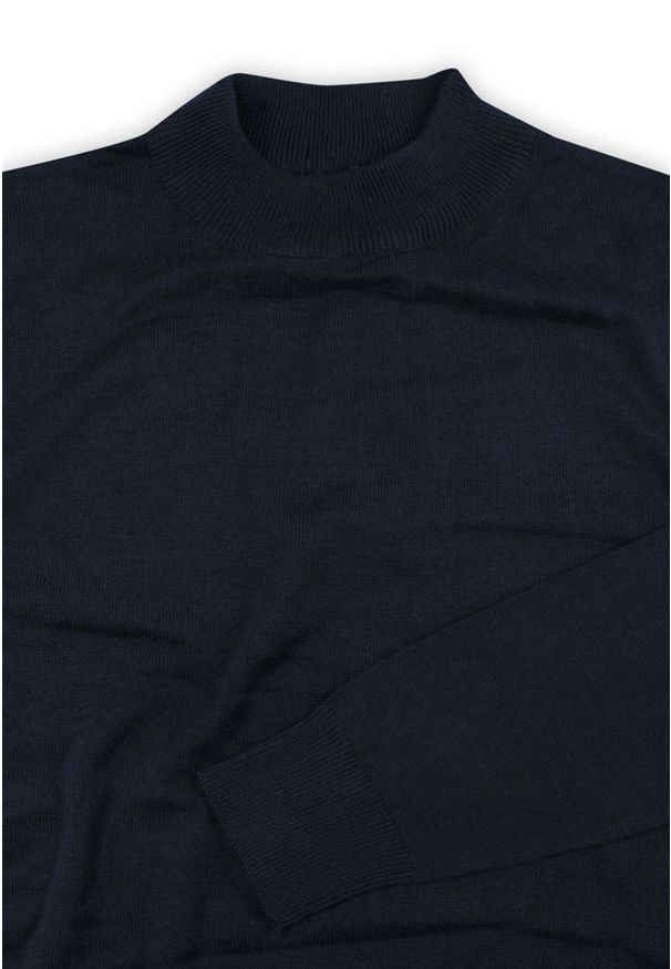 Półgolf Ciemny Granatowy Bawełniany, Prosty Krój, Klasyczny, Męski -Brave Soul. Kolor: niebieski. Materiał: bawełna. Sezon: zima, jesień. Styl: klasyczny