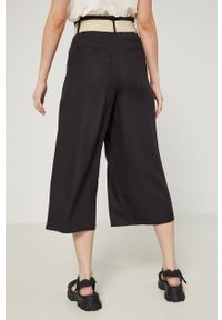 medicine - Medicine spodnie damskie kolor czarny fason culottes high waist. Stan: podwyższony. Kolor: czarny. Materiał: tkanina, materiał, jedwab #3