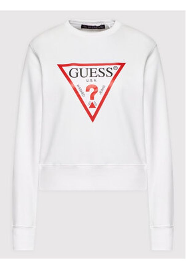 Guess Bluza Original W2YQ16 KBA10 Biały Regular Fit. Kolor: biały. Materiał: bawełna