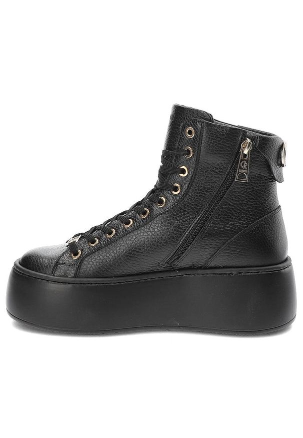 Czarne Sneakersy Carinii Damskie Stylowe Obuwie. Okazja: na co dzień. Kolor: czarny. Materiał: skóra. Szerokość cholewki: normalna. Obcas: na platformie. Styl: elegancki