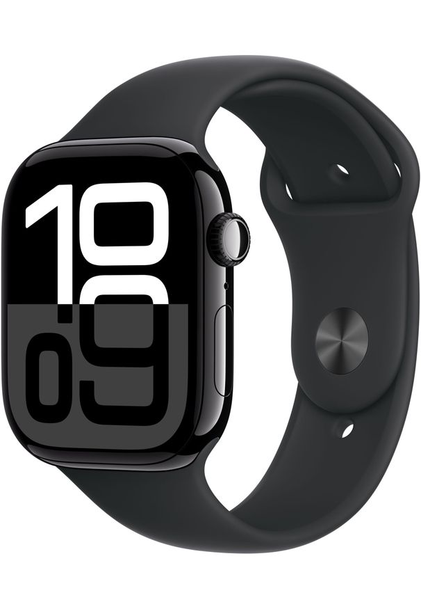 APPLE - Apple Watch Series 10 (GPS) 46mm Mirror Black Aluminum Case with Black Sport Band, M/L (MWWQ3). Styl: sportowy