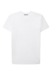 DSQUARED2 KIDS - Biały t-shirt z bawełny 4-16 lat. Kolor: biały. Materiał: bawełna. Długość rękawa: krótki rękaw. Wzór: napisy, nadruk. Sezon: lato. Styl: klasyczny, sportowy