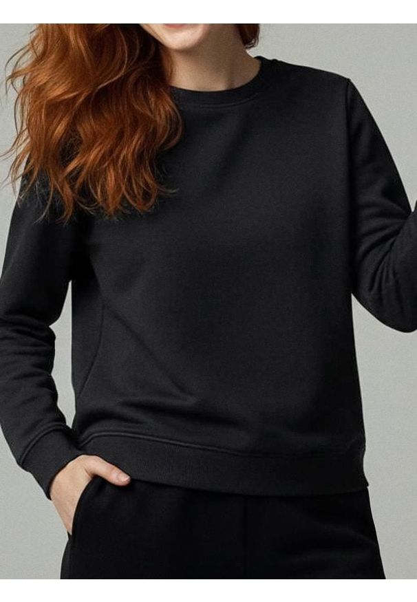 Sinsay - Bluza basic - czarny. Kolor: czarny. Materiał: bawełna