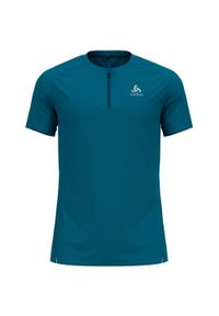 Koszulka do biegania męska Odlo T-shirt z zamkiem 1/2 zip AXALP TRAI. Kolor: niebieski