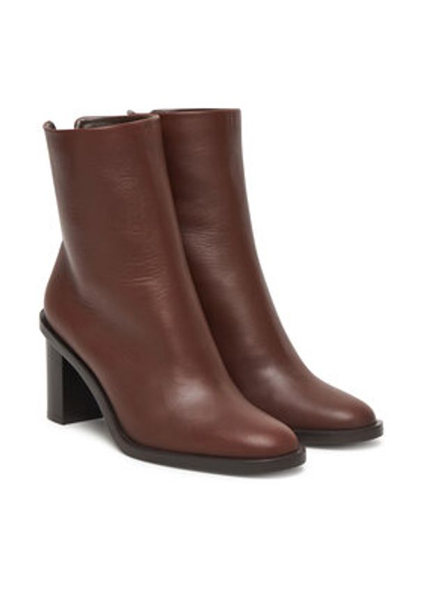 Max Mara Botki Midiboot80 25247960726 Brązowy. Kolor: brązowy. Materiał: skóra