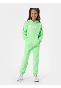 4F JUNIOR - Spodnie dresowe joggery dziewczęce. Kolor: zielony. Materiał: dresówka