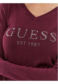 Guess Bluzka W3BR24 Z2NQ2 Bordowy Slim Fit. Kolor: czerwony. Materiał: wiskoza