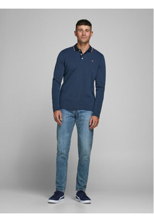 Jack & Jones - Jack&Jones Polo 12174038 Granatowy Regular Fit. Typ kołnierza: polo. Kolor: niebieski. Materiał: syntetyk