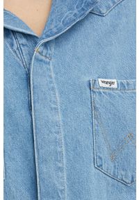 Wrangler kombinezon jeansowy kolor niebieski z dekoltem w szpic. Okazja: na co dzień. Kolor: niebieski. Materiał: jeans. Styl: casual #3