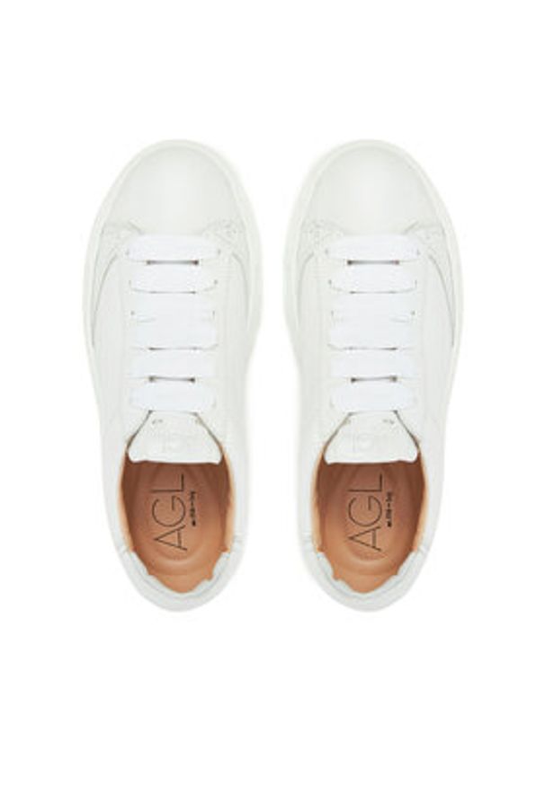AGL Sneakersy Giuly Lace Up D946001PGKA076A634 Biały. Kolor: biały. Materiał: skóra