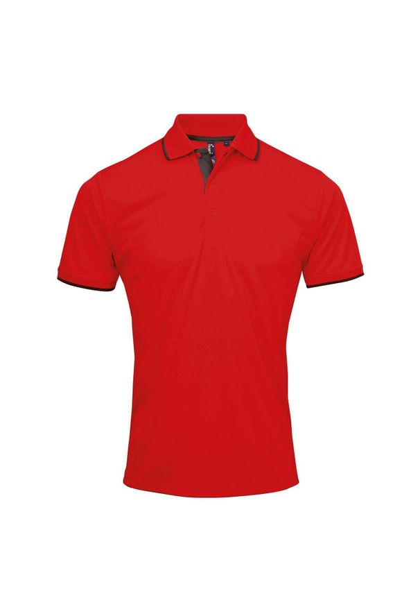 PREMIER - Męska Koszulka Polo Coolchecker Contrast. Typ kołnierza: polo. Kolor: czerwony, wielokolorowy, czarny
