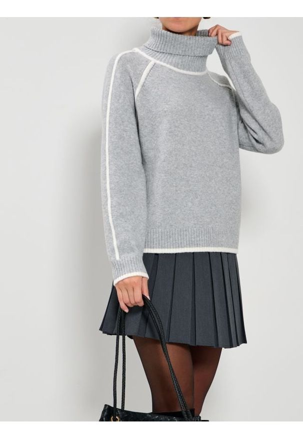 Sinsay - Golf z przeszyciami - szary. Typ kołnierza: golf. Kolor: szary