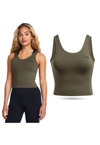 Koszulka treningowa damska tank top Under Armour szybkoschnąca na siłownię. Kolor: zielony. Sport: fitness