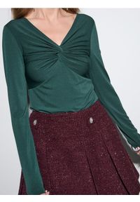 Sinsay - Bluzka z dekoracyjnym marszczeniem - zielony. Kolor: zielony #1