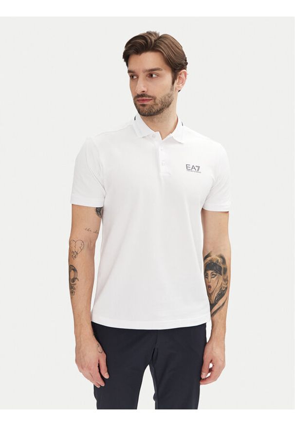 EA7 Emporio Armani Polo 7M000184 AF13511 U0002 Biały Slim Fit. Typ kołnierza: polo. Kolor: biały. Materiał: bawełna