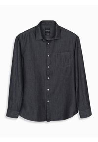 Ombre Clothing - Męska jeansowa koszula z haftowaną kieszonką – czarna V2 OM-SHDS-0181 - XXL. Kolor: czarny. Materiał: jeans. Wzór: haft. Styl: elegancki #8