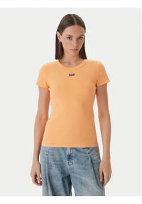 Hugo - HUGO T-Shirt Easy 50523924 Pomarańczowy Slim Fit. Kolor: pomarańczowy. Materiał: bawełna #1