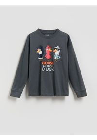 Reserved - Longsleeve Goose Goose Duck - ciemnoszary. Kolor: szary. Materiał: bawełna, dzianina. Długość rękawa: długi rękaw #1