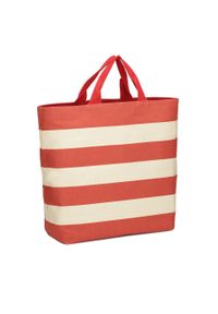 Kazar - Czerwono-kremowa torebka z tkaniny. Kolor: czerwony. Sezon: lato. Styl: wakacyjny, klasyczny #2