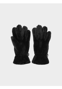 4f - 4F Rękawiczki pluszowe dziewczęce - czarne L/XL. Kolor: czarny. Materiał: materiał. Sezon: zima. Styl: elegancki, casual