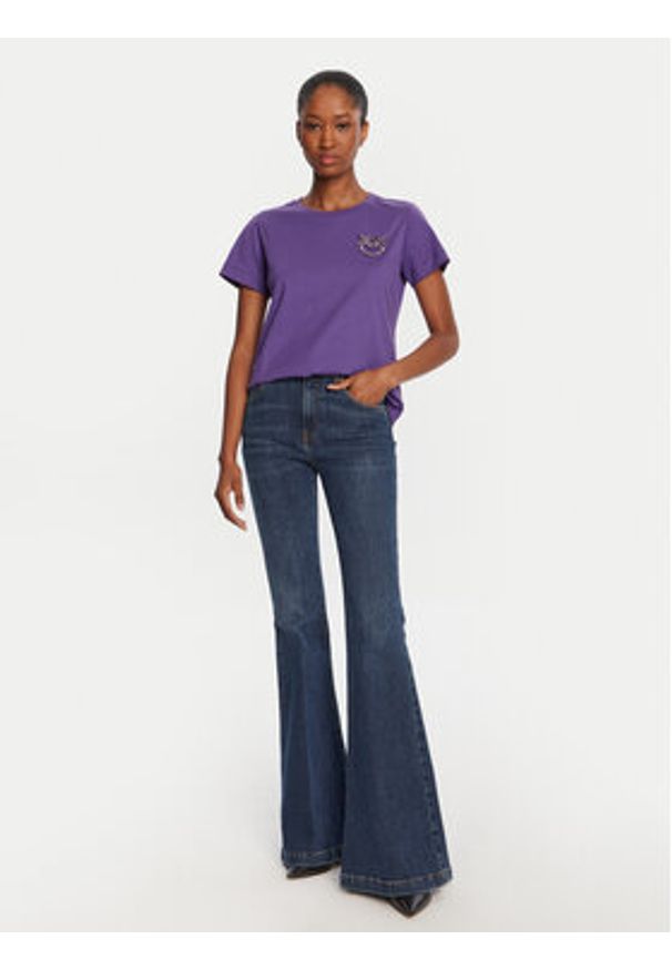 Pinko - PINKO T-Shirt Quentin 103320 A2RN Fioletowy Regular Fit. Kolor: fioletowy. Materiał: bawełna