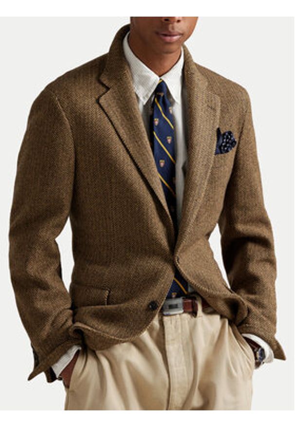 Polo Ralph Lauren Koszula 710953704007 Beżowy Custom Fit. Typ kołnierza: polo. Kolor: beżowy. Materiał: bawełna