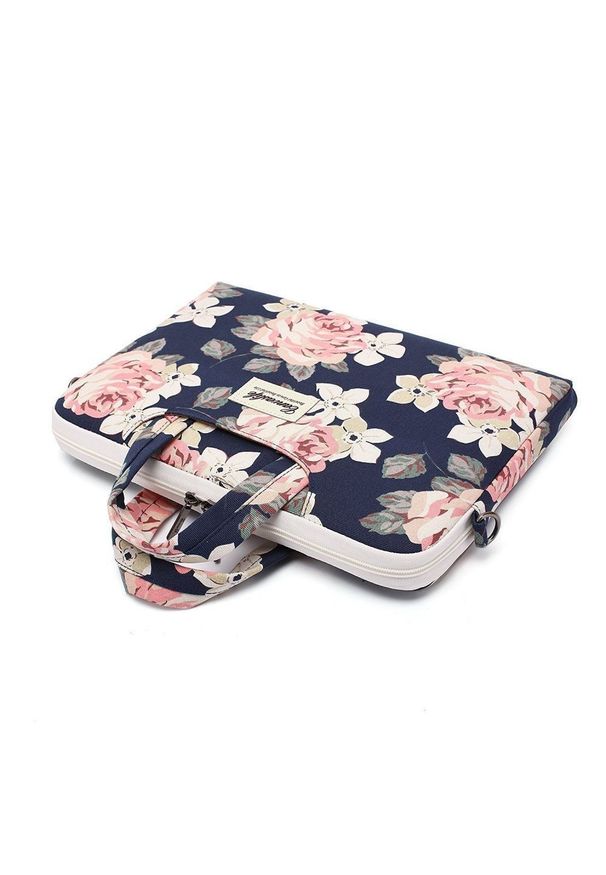 CANVASLIFE - Torba Canvaslife 13''-14'' navy rose. Materiał: materiał. Wzór: kwiaty, aplikacja