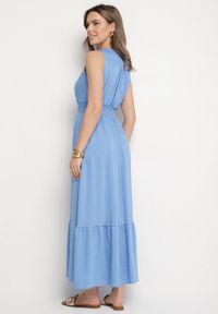 Born2be - Niebieska Sukienka o Rozkloszowanym Kroju Bez Rękawów z Kopertowym Dekoltem Filoria. Typ kołnierza: dekolt kopertowy. Kolor: niebieski. Długość rękawa: bez rękawów. Typ sukienki: kopertowe. Styl: elegancki #4