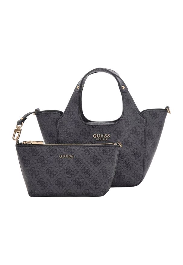 Guess - GUESS Czarna torebka damska Calista 2 In 1 Mini. Kolor: czarny. Materiał: skórzane. Rozmiar: małe
