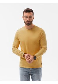 Ombre Clothing - Longsleeve męski bez nadruku - musztardowy V1 - Rozmiar: XXL. Okazja: na co dzień. Kolor: żółty. Materiał: bawełna. Długość rękawa: długi rękaw. Długość: długie. Styl: klasyczny, casual, rockowy