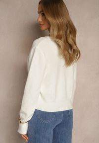 Renee - Biały Rozpinany Kardigan z Wełną Kornelira. Okazja: na co dzień. Kolor: biały. Materiał: wełna. Styl: casual, elegancki #5