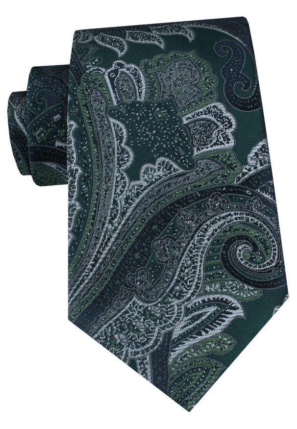 Męski Krawat - Chattier - Odcienie Ciemnej Zieleni, Wzór Orientalny. Kolor: zielony. Materiał: tkanina. Styl: elegancki, klasyczny, wizytowy