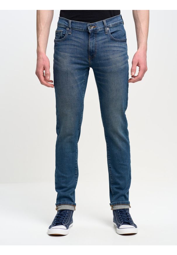 Big-Star - Spodnie jeans męskie bardzo dopasowane Nader 495. Stan: obniżony. Kolor: niebieski. Styl: klasyczny, elegancki, sportowy
