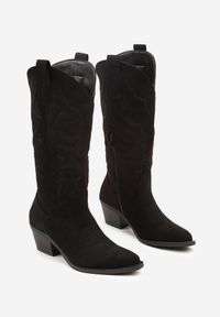 Renee - Czarne Kozaki Typu Kowbojki w Klasycznym Stylu z Imitacji Zamszu Rilamira. Okazja: na co dzień. Kolor: czarny. Materiał: zamsz. Styl: klasyczny #5