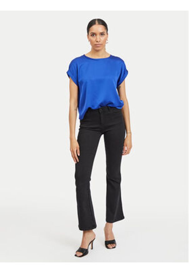 Vila T-Shirt Ellette 14059563 Niebieski Regular Fit. Kolor: niebieski. Materiał: syntetyk, satyna