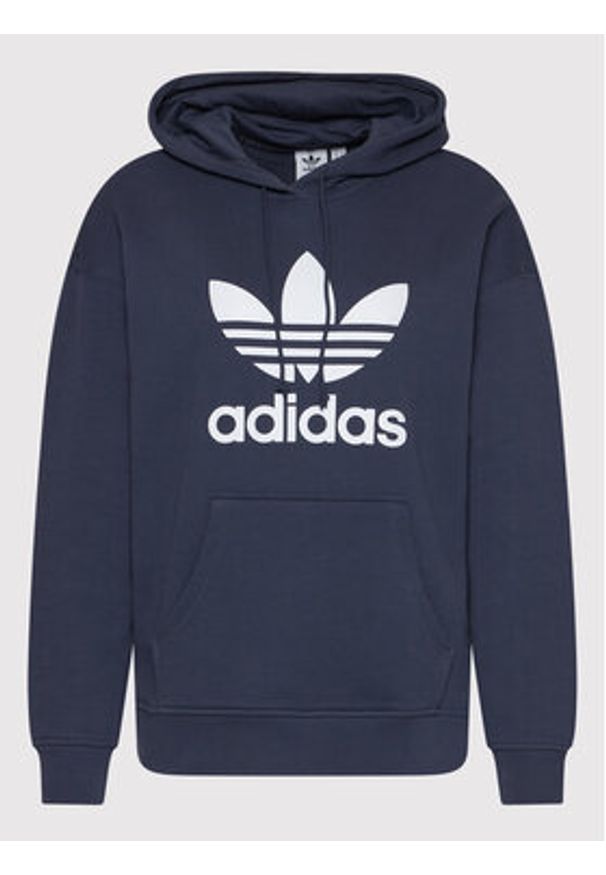 Adidas - adidas Bluza adicolor Trefoil HE6951 Granatowy Regular Fit. Kolor: niebieski. Materiał: bawełna