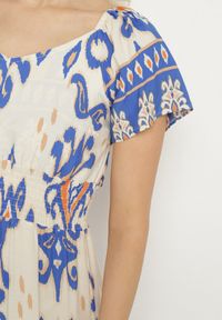 Born2be - Niebieska Wiskozowa Sukienka z Geometrycznym Wzorem Cleanna. Okazja: na spacer, na co dzień. Kolor: niebieski. Materiał: wiskoza. Wzór: geometria. Typ sukienki: proste. Styl: elegancki, casual #7