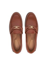 TOMMY HILFIGER - Tommy Hilfiger Loafersy Th Logo Leather Loafer FW0FW08705 Brązowy. Kolor: brązowy. Materiał: skóra #5