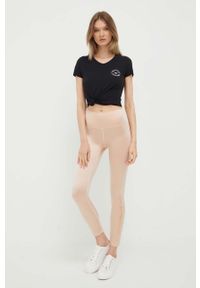 Emporio Armani Underwear legginsy damskie kolor różowy z nadrukiem. Kolor: różowy. Materiał: dzianina. Wzór: nadruk #4