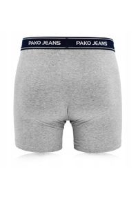 Bawełniane, Klasyczne Bokserki Męskie - Pako Jeans - Popielate. Kolor: szary. Materiał: elastan, bawełna #3