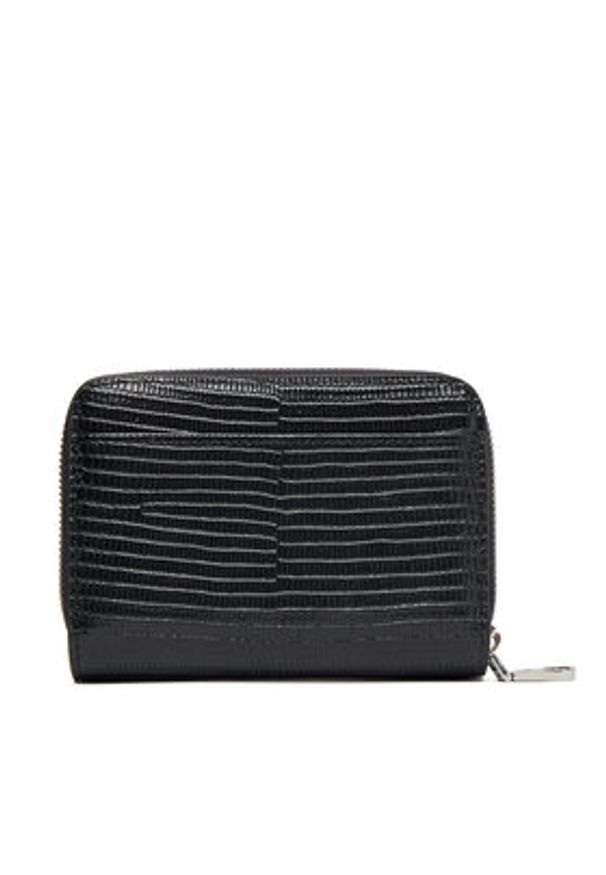 Calvin Klein Mały Portfel Damski Lizard Embossed Lthr Med Flap Zi LV04F1067G Czarny. Kolor: czarny. Materiał: skóra