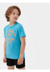 4F JUNIOR - T-shirt z nadrukiem chłopięcy. Kolor: niebieski. Materiał: bawełna. Wzór: nadruk #1