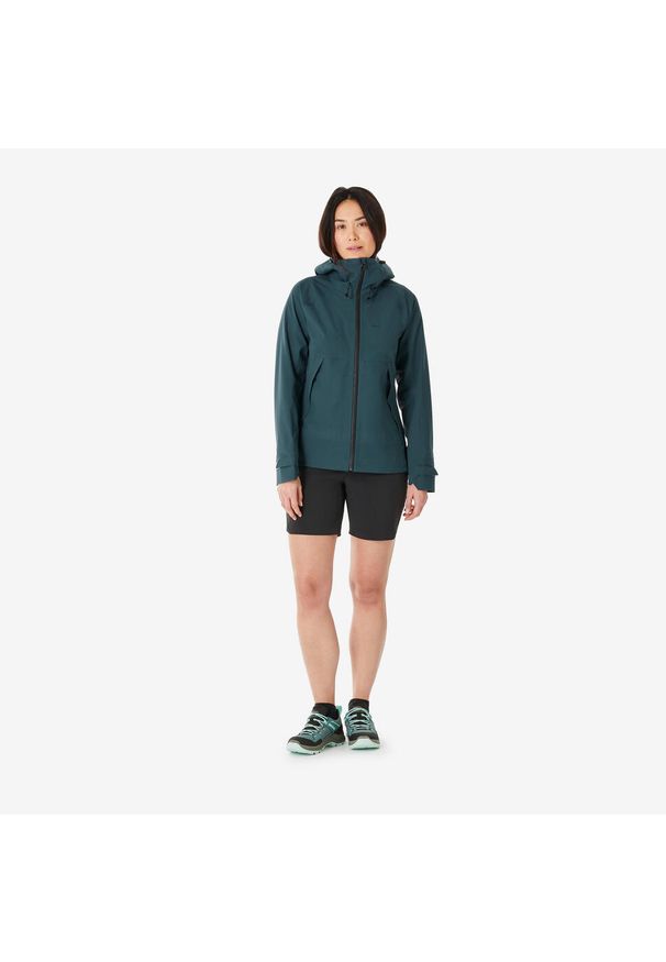 quechua - Kurtka turystyczna damska Quechua MH500. Kolor: wielokolorowy, niebieski, zielony. Materiał: materiał, poliester, elastan. Sport: wspinaczka