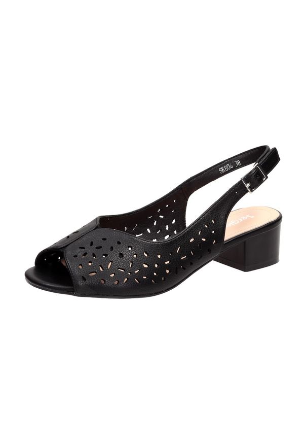 Czarne sandały damskie Sergio Leone Sk804. Kolor: czarny. Materiał: skóra