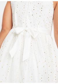 Sukienka dziewczęca na uroczyste okazje bonprix biało-złoty. Kolor: biały. Materiał: materiał, poliester. Wzór: nadruk #4