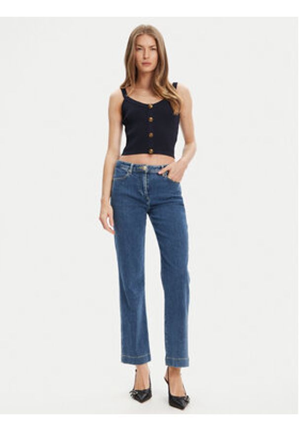 Guess Top W5YR10 Z0130 Granatowy Regular Fit. Kolor: niebieski. Materiał: syntetyk